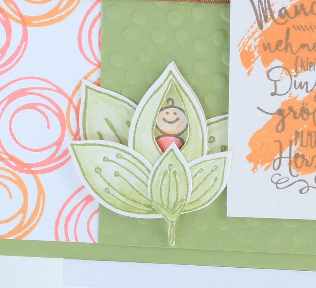 Stampin up Im Herzen, Stampin up Friends & Flowers, Babykarte, Swirly Bird, kreative Naschkatze - 2