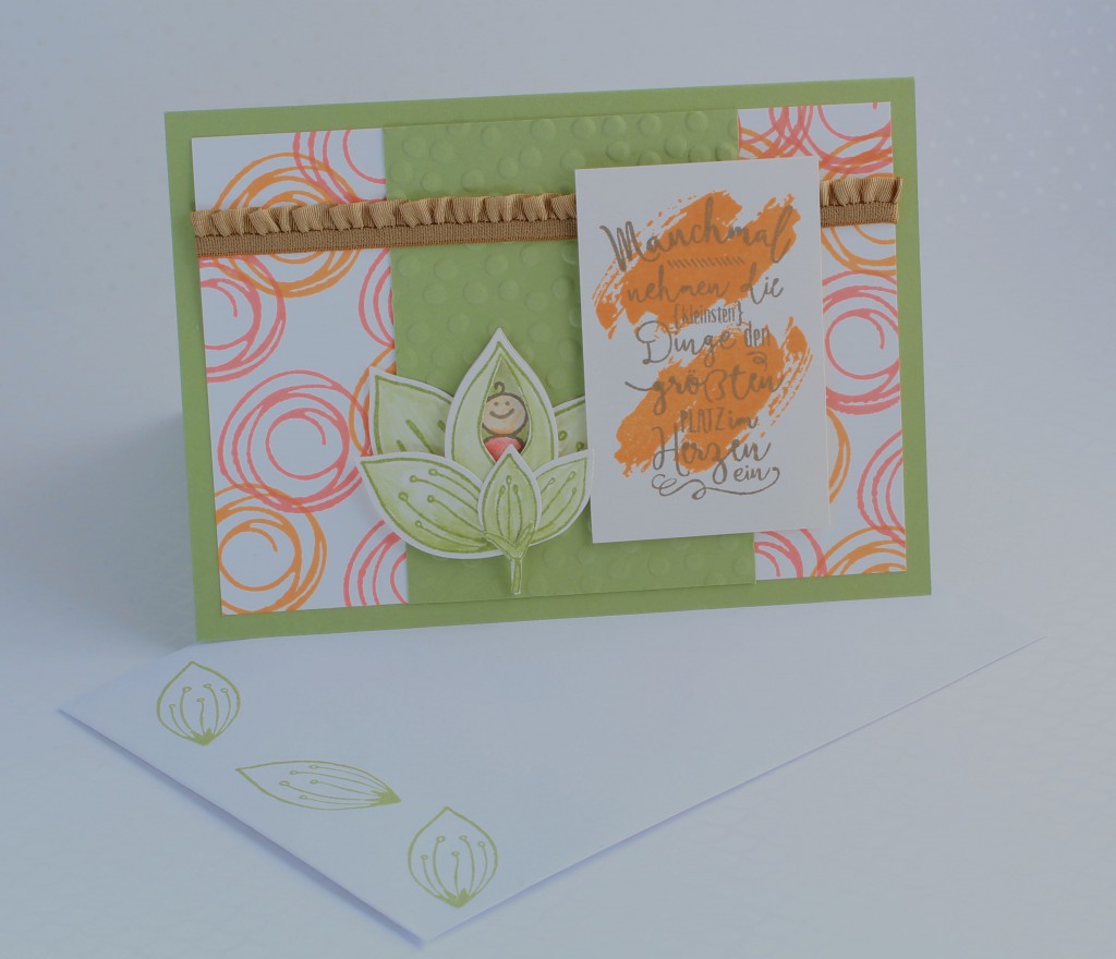 Stampin up Im Herzen, Stampin up Friends & Flowers, Babykarte, Swirly Bird, kreative Naschkatze - 3