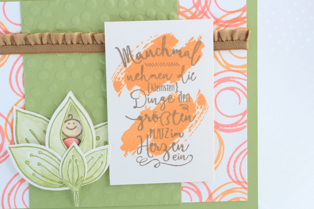 Stampin up Im Herzen, Stampin up Friends & Flowers, Babykarte, Swirly Bird, kreative Naschkatze - 4