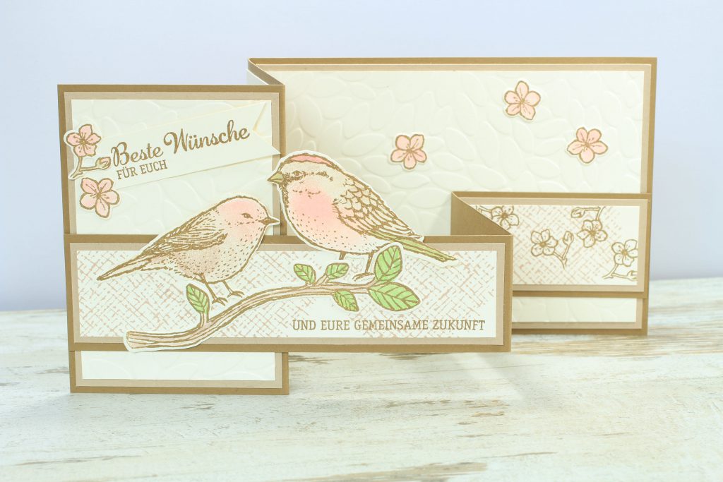 Z-Fold-Card Vogelhochzeit Thinlits Blumen und Vögel Blättermeer - 1